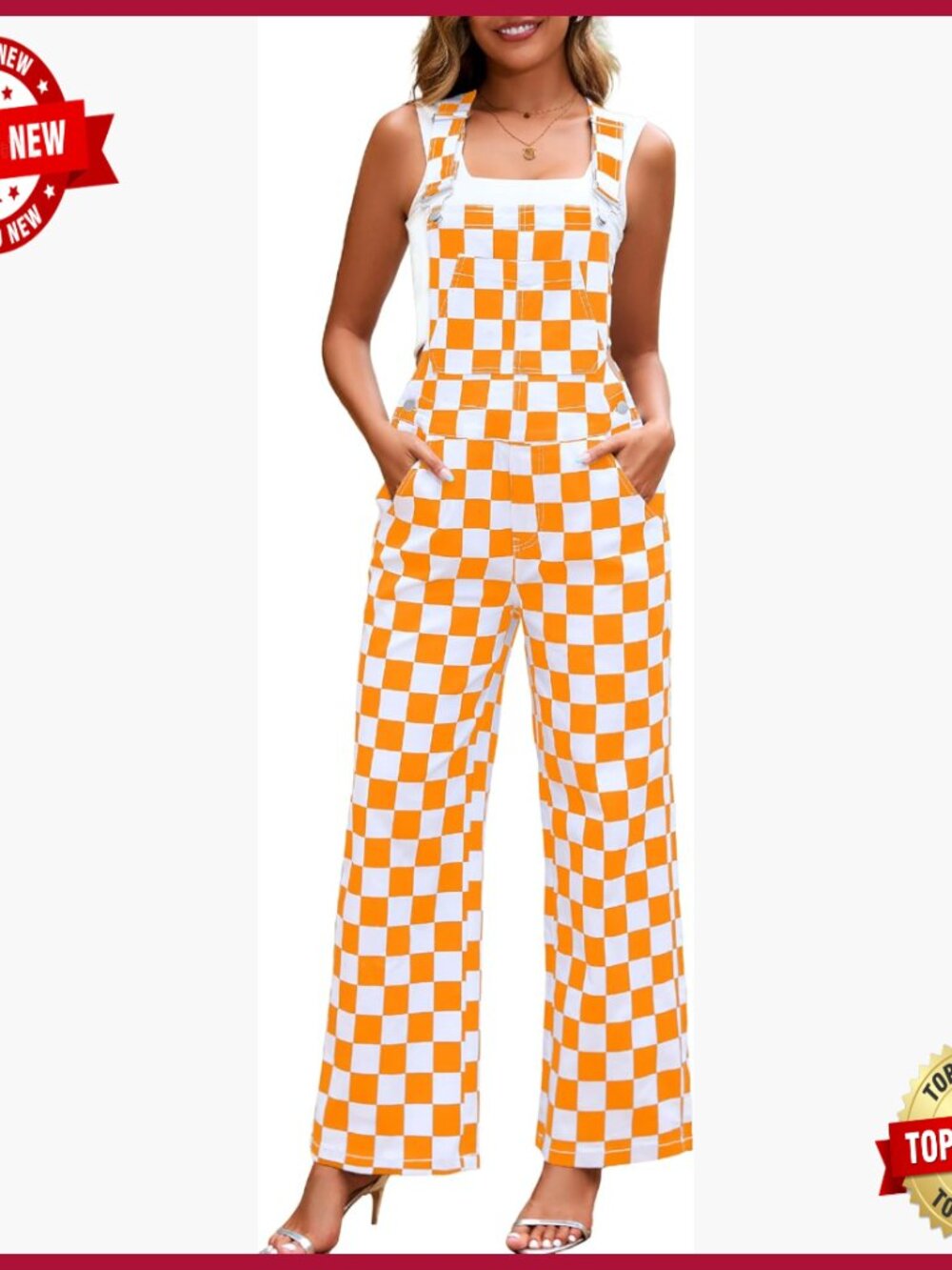 Women's Loose Fit Overalls, Stretch Cotton, Straight Leg Pants, Adjustable